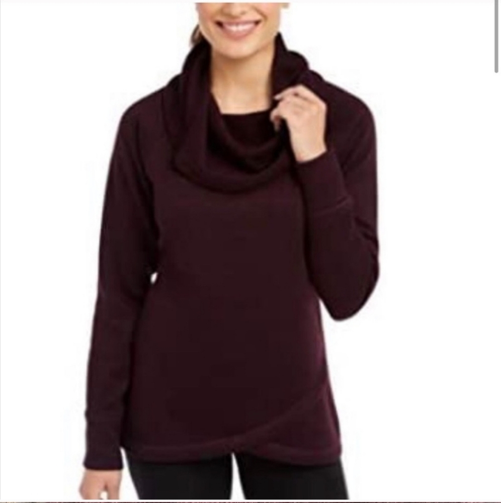NWT Ideology Women's Cowl Neck Sweater - Dark Eggplant Color